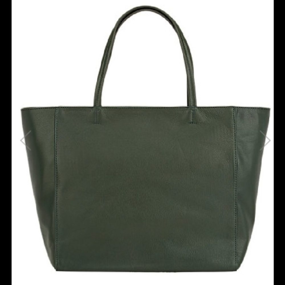 NWT $315 Barneys NY Hunter Green Leather Zip Tote